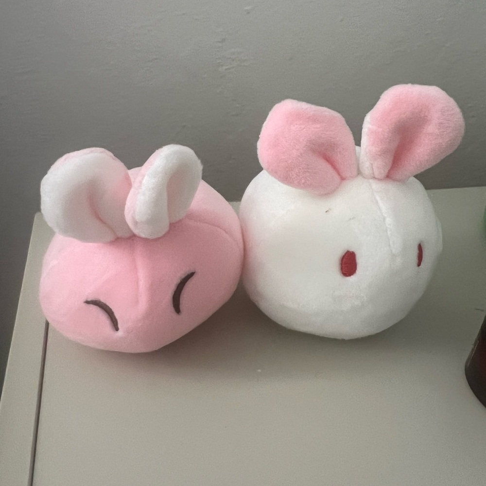 Cute Pink and White Bunny Plush Set